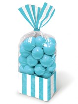 Caribbean Blue Candy Buffet Striped Party Bags 10pk