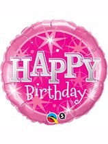 18" Happy Birthday Pink Stars Foil Balloon