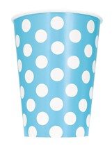 Unique Party 12oz Light Powder Blue Dots Paper Cups 6pk