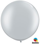 Metallic Silver Round 30" Latex Balloons 2pk
