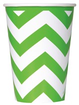 Lime Green Chevron Paper Cups 8pk
