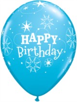 11" Dark and Light Blue Happy Birthday Latex Sparkle Balloons - 25pk