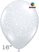 Qualatex 16" Diamond Clear Stars Latex Balloons 50pk