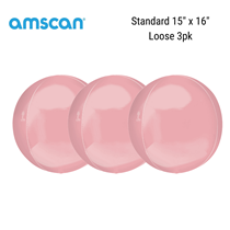 Pastel Pink 15" Orbz Foil Balloons 3pk