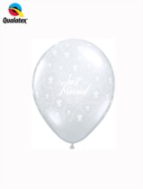 5" Just Married Diamond Clear Latex Balloons - 100pk