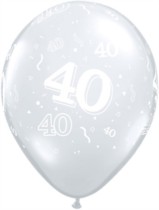 40th Birthday Diamond Clear 11" Latex Balloons - 50pk