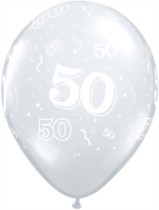 11" 50th Birthday Diamond Clear Balloons - 50pk