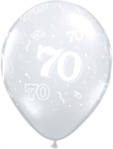 Qualatex 70th Birthday 11" Diamond Clear Balloons - 50pk