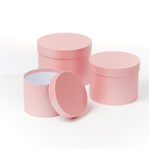 Pale Pink Round Lined Hat Boxes - Set of 3