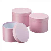 Baby Pink Riound Lined Hat Boxes - Set of 3