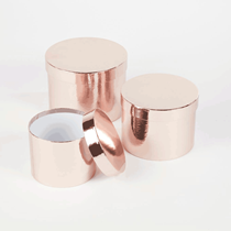 Metallic Rose Gold Round Lined Hat Boxes - Set of 3