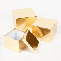 Metallic Gold Square Lined Hat Boxes - Set of 3