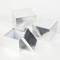 Metallic Silver Square Lined Hat Boxes - Set of 3