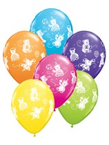 11" Assorted Party Bears Latex Balloons - 25pk