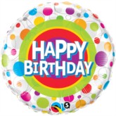 18" Happy Birthday Spots Foil Balloon