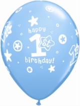 Pale Blue 1st Birthday Latex Balloons 25pk