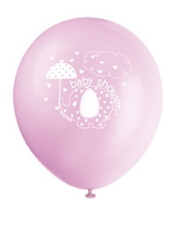 Baby Shower Pink Umbrellaphants Latex Balloons 8pk