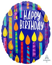 Candles Happy Birthday Round 18" Foil Balloon