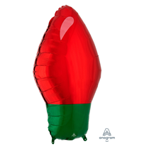 Red Christmas Light Bulb XL Junior Shape Foil Balloon
