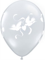 Diamond Clear Love Doves 11" Latex Balloons 25pk