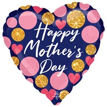 Mother's Day Navy & Pink Dots 28" Satin Luxe Foil Balloon