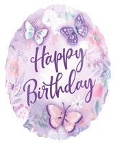 Flutter Happy Birthday 18" Round Foil Balloon