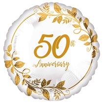 50th Anniversary Gold Leaves 18" Foil Balloon
