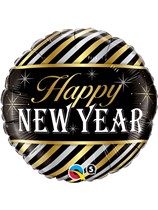 Happy New Year Metallic Stripe 18" Foil Balloon