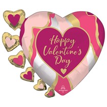 Valentine's Day Marble 24" SuperShape Satin Luxe Foil Balloon