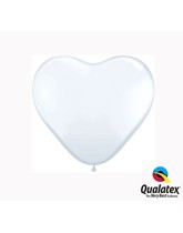 Qualatex 6" White Latex Heart Balloons 100pk