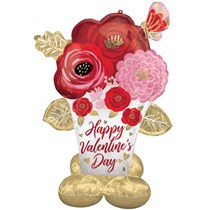 Valentine's Day Painted Flowers 53" AirLoonz Foil Balloon