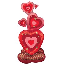 Valentine's Day Stacking Hearts 55" AirLoonz Foil Balloon