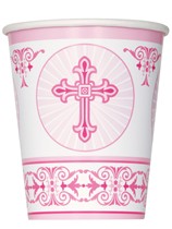 Pink Radiant Cross Paper Cups 8pk