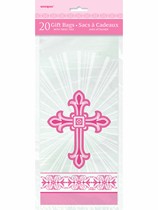 Pink Radiant Cross Cello Bags 20pk