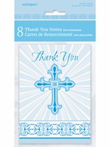 Blue Radiant Cross Thank You Cards & Envelopes 8pk