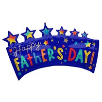 Happy Father's Day Blue Banner 34" SuperShape Foil Balloon