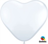 Qualatex 3ft White Latex Heart Balloons 2pk