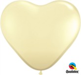 Qualatex 3ft Ivory Silk Latex Heart Balloons 2pk