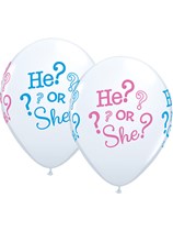 He or She Baby Shower 11" Latex Balloons 25pk