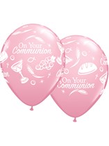 Pink Communion Symbols 11" Latex Balloons 25pk