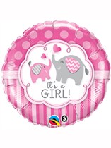 It's a Girl Pink Elephants 18" Foil Balloon
