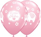 Es Una Nina 11" Elephants Pink Latex Balloons 50pk