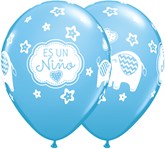 Es Un Niño 11"  Elephants Pale Blue Latex Balloons 50pk