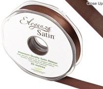 Chocolate Eleganza 15mm Satin Ribbon 20M