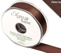 Chocolate Eleganza 25mm Satin Ribbon 20M