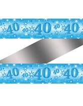 Blue Sparkle Age 40 Birthday Foil Banner