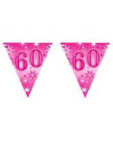 Pink Sparkle Age 60 Birthday Flag Banner
