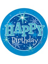 Blue Sparkle Happy Birthday Plates 8pk
