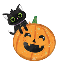 Halloween Cat & Pumpkin Supershape 24" Foil Balloon