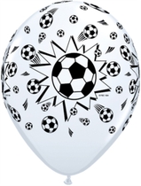White Football 11" Latex Balloons 6pk